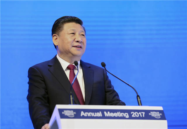2017年1月17日，习近平出席世界经济论坛2017年年会开幕式并发表主旨演讲。新华社记者 兰红光